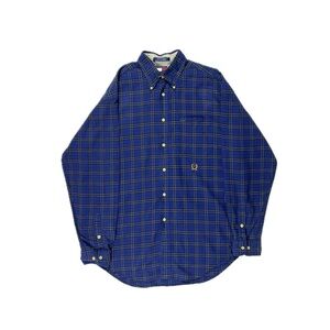 Vintage Y2K Tommy Hilfiger blue check plaid button up Shirt men medium